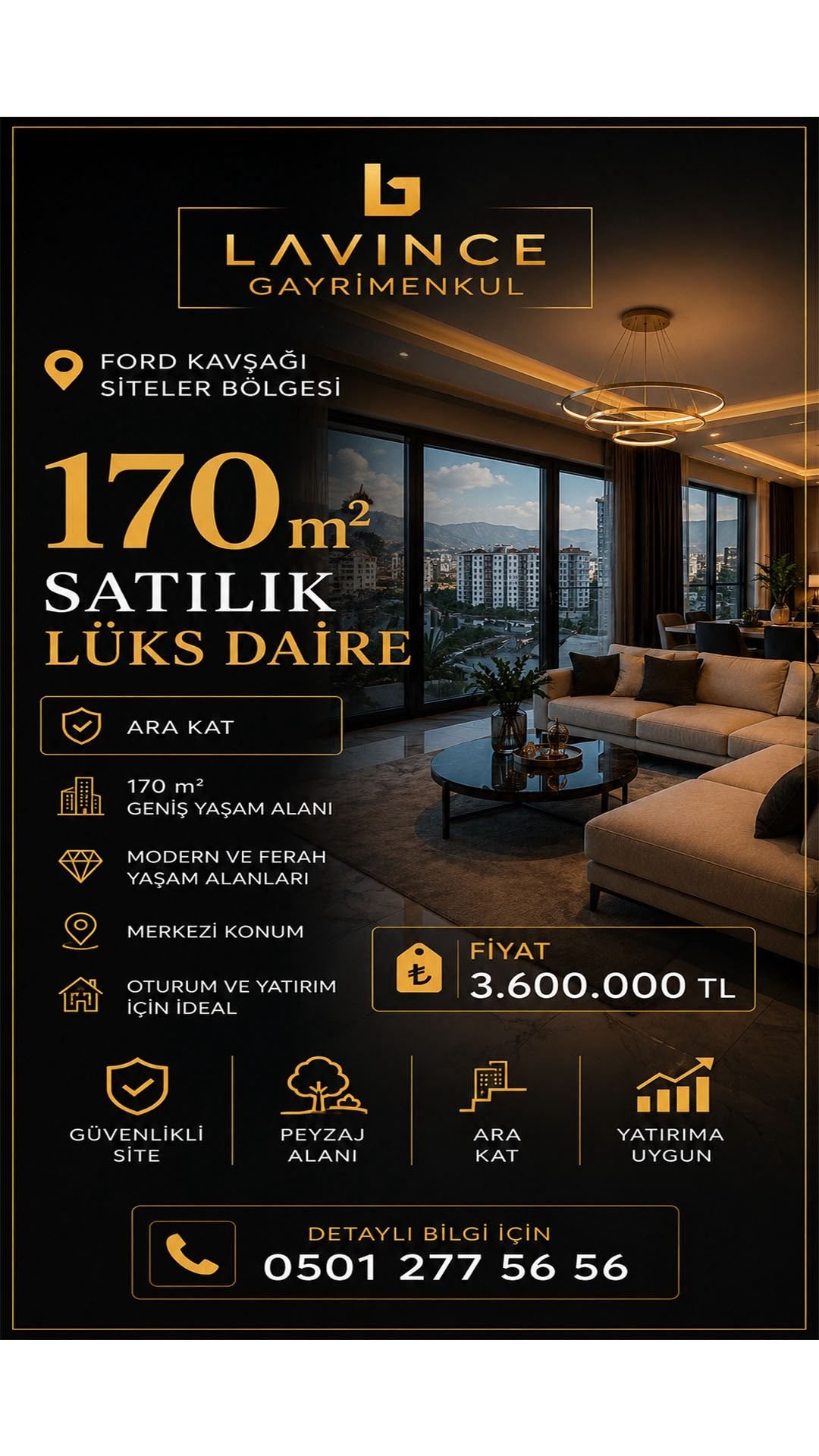 FORD KAVŞAĞI 3+1 170 M2 DAİRE