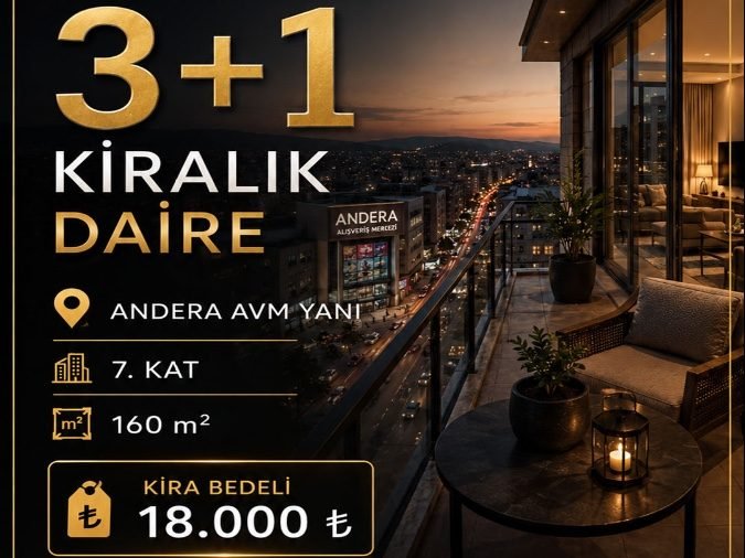 3+1 Andera Park Avm Yanı Kiralık daire