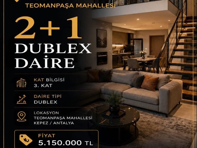 Antalya Kepez Teomanpaşa Mah 2+1 Satılık dubleks