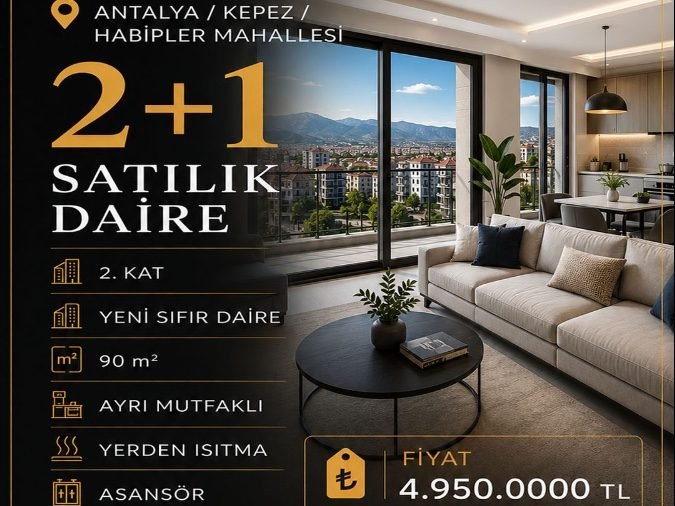 Antalya Kepez 2+1 lüks Satılık daire