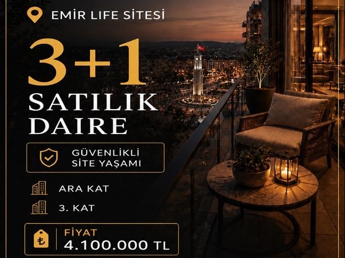 Emir life sitesi 3+1 Satılık Daire