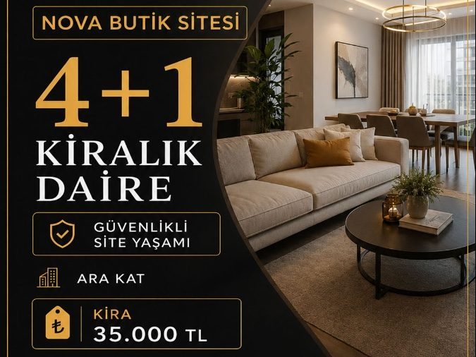Nova butik sitesinde siteler bölgesinde 4+1 kiralık daire