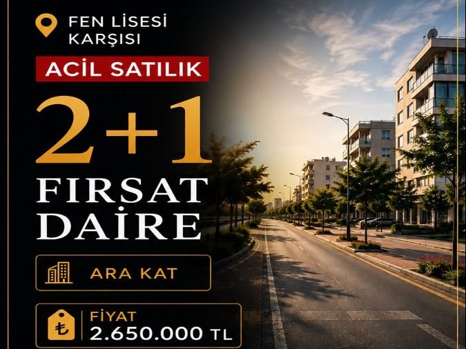 Fen lisesi karşısında Satılık 2+1 daire