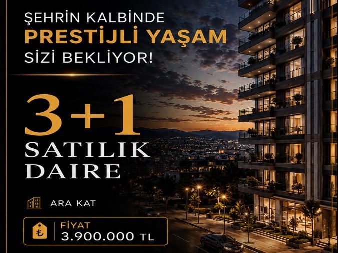 Şehrin kalbinde Satılık 3+1
