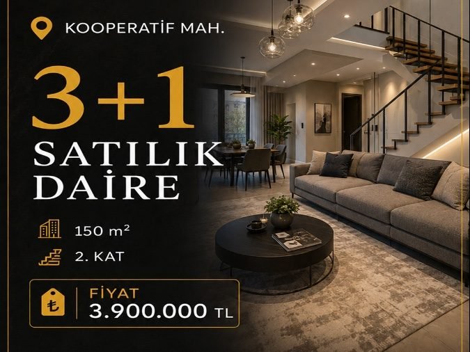 Merkezi konumda Satılık 3+1 Daire