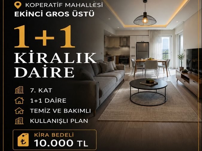 Kiralık 1+1 Ekinci gros üstü Koperatif mah